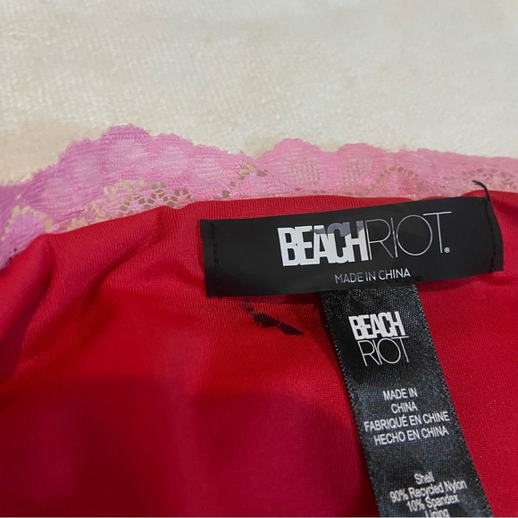 New! Beach Riot Soleil Red ribbed lace trim string Bikini Bottom 3951 - Picture 4 of 8